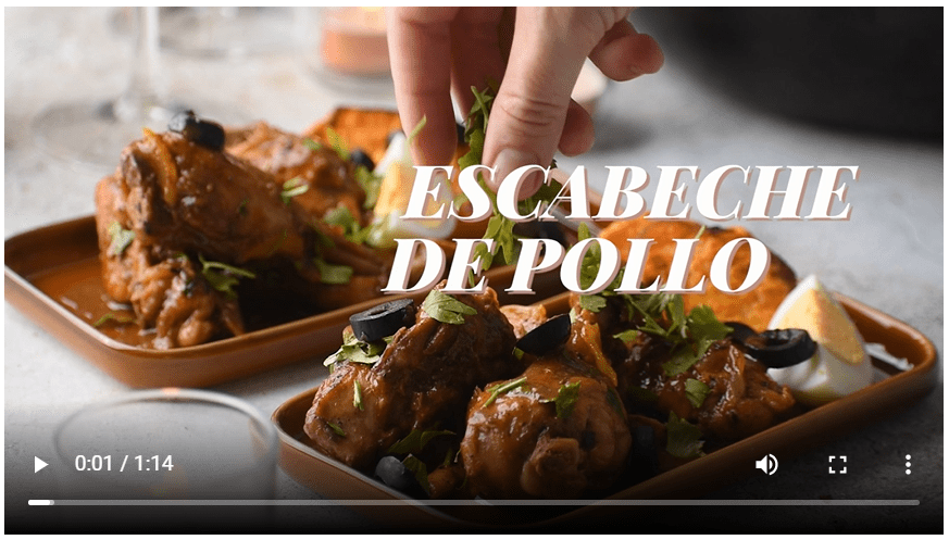 Escabeche de pollo in brown plate