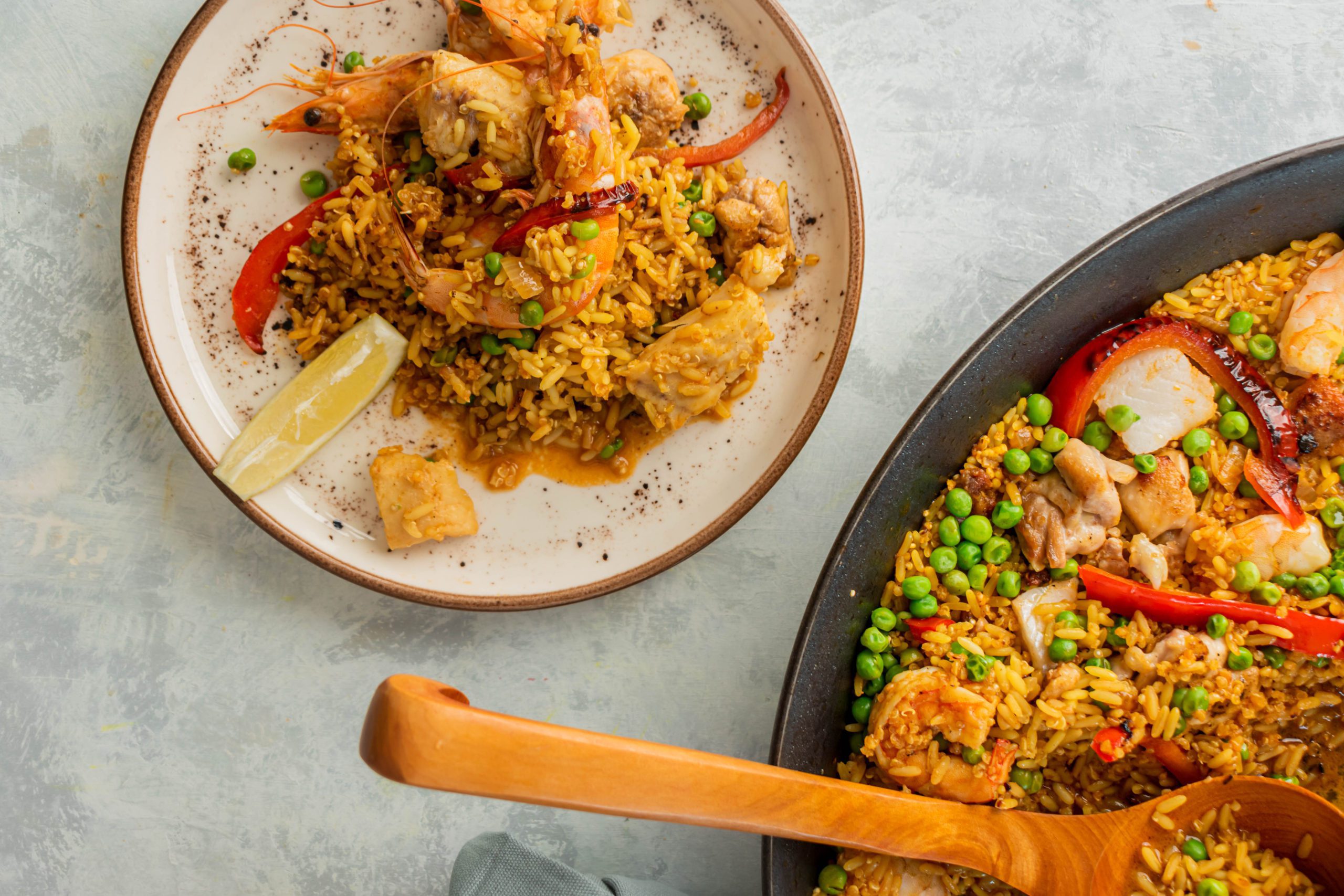 Paella Con Arroz y Quinoa