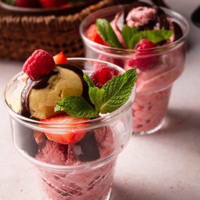 Healthy Berry Ice Cream with Whey Protein